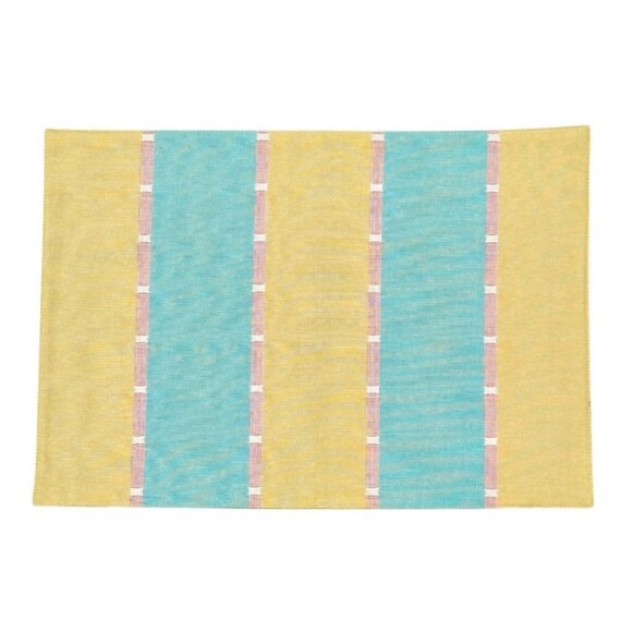 Easter Spring Pastel Cotton Placemats Set of 4 Yellow Mint Pink 19" x 13" India - Picture 2 of 7